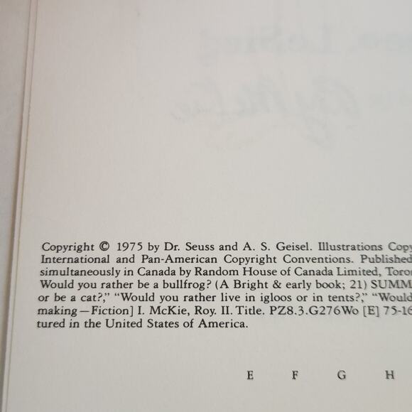 Vintage 1975 "Would you rather be a bullfrog", by Theo LeSieg - Picture 3 of 3